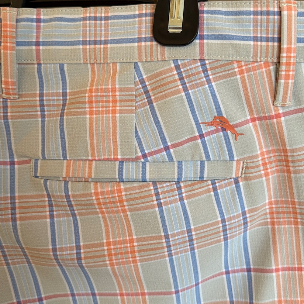 Tommy Bahama Plaid Men's Shorts in Light Blue and Orange size 38 - Picture 6 of 10